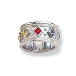 Wide Matte Sterling Ring w/Colored CZs